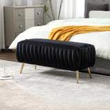 Tufted Velvet Storage Ottoman Bench with Safety Hinge