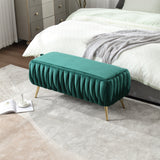 Tufted Velvet Storage Ottoman Bench with Safety Hinge