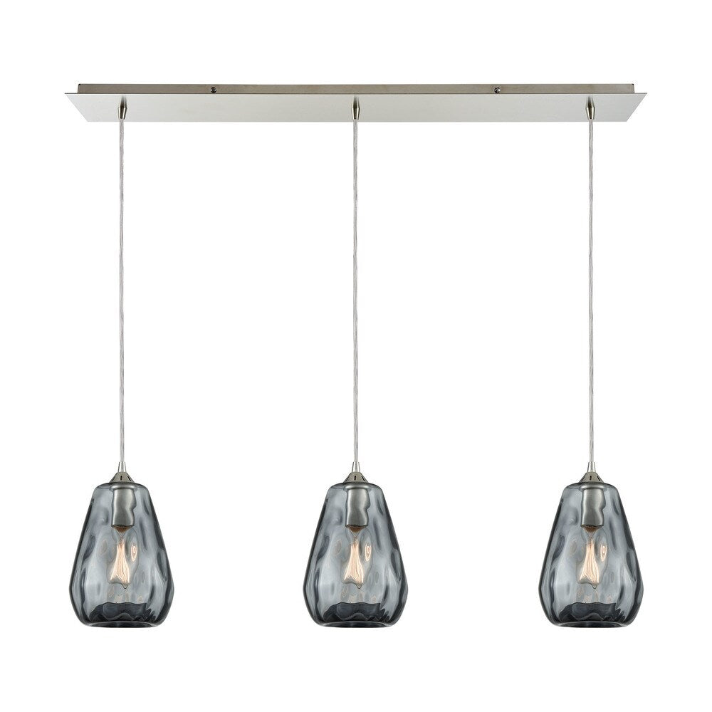 Tulare 3-Light Linear Pan Pendant, Satin Nickel