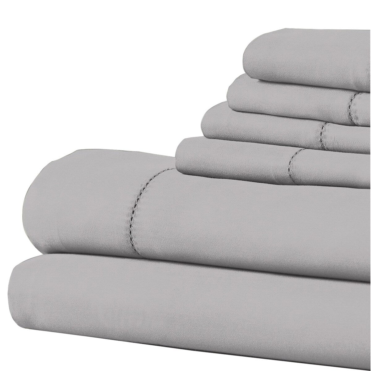Tulsa 1200 Thread Count Tri Blend 6 Piece King Sheet Set, Silver By The Urban Port
