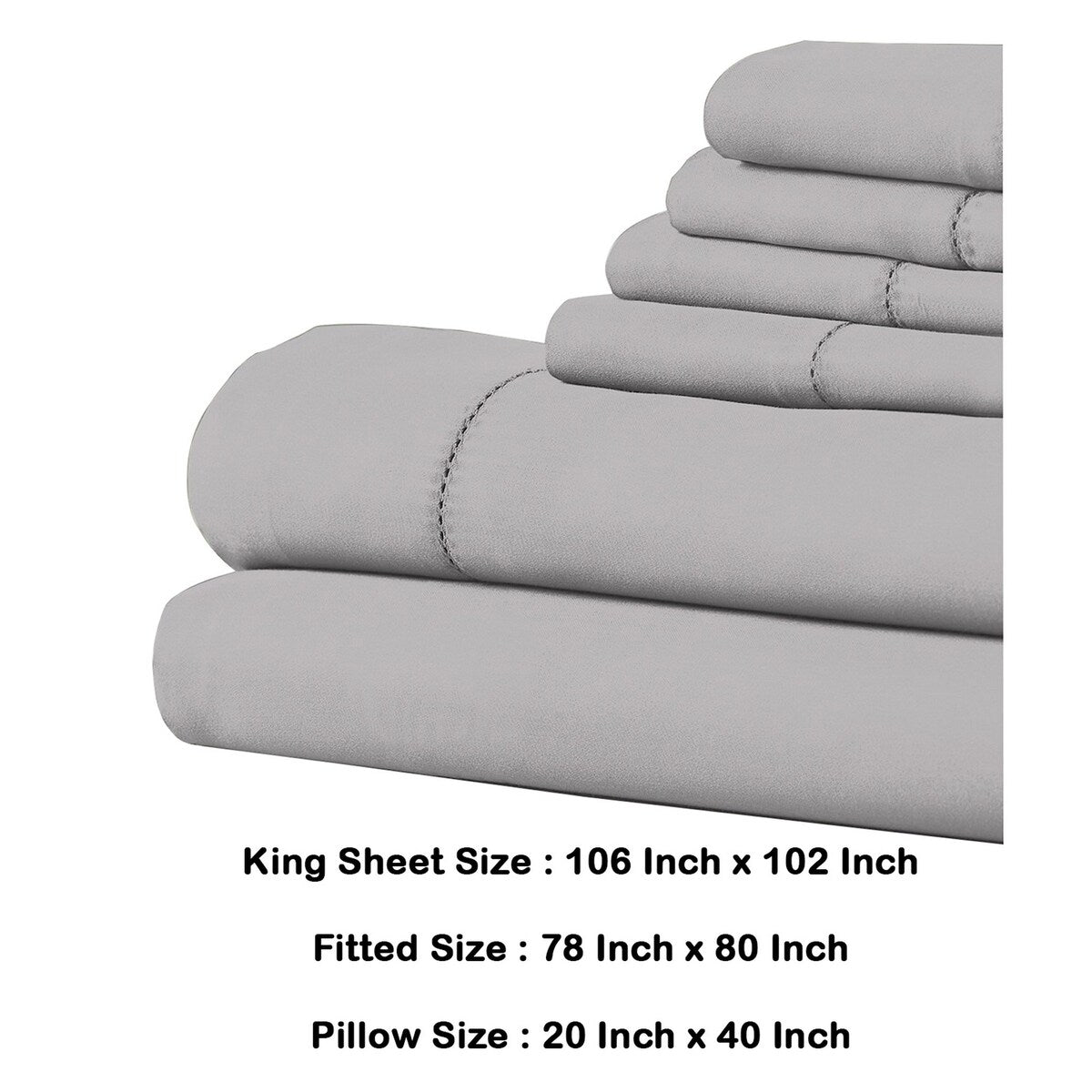 Tulsa 1200 Thread Count Tri Blend 6 Piece King Sheet Set, Silver By The Urban Port