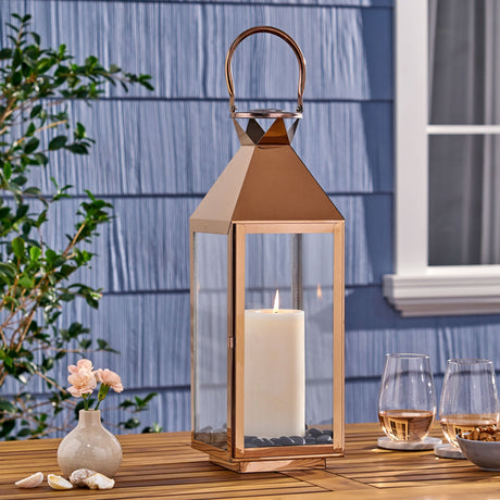 Tulsa Modern Outdoor Stainless Steel Lantern by Christopher Knight Home