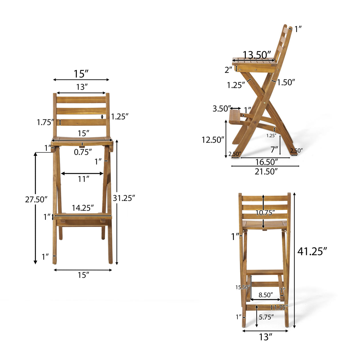 Tundra Outdoor Acacia Wood Bar Stool by Christopher Knight Home (Set of 2)