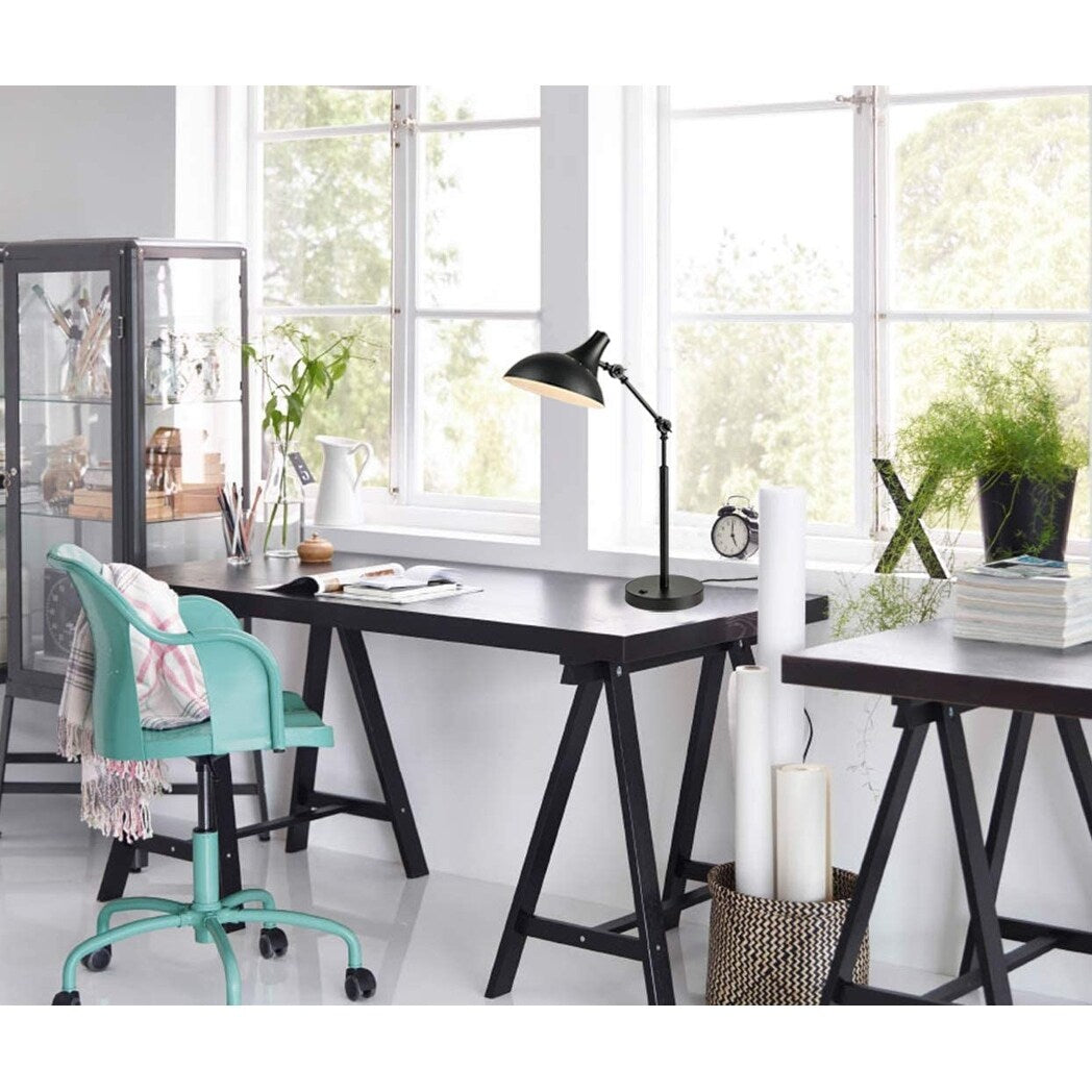 Turin Modern Swing Arm Desk Lamp Black Reading Table Lamp