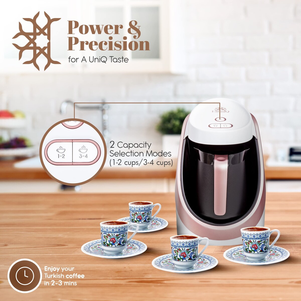Turkish Coffee Maker - 100% BPA Free, 120V, 1 to 4 Cup Brewing Capacity with Cook Sense Technology of Turkish & Greek Coffee