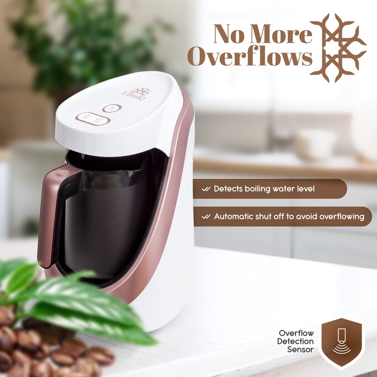 Turkish Coffee Maker - 100% BPA Free, 120V, 1 to 4 Cup Brewing Capacity with Cook Sense Technology of Turkish & Greek Coffee