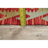 Turkish Kilim Hand-Woven Diamond Oriental Modern Wool Runner Rug - 6'7" x 3'4" Runner