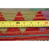 Turkish Kilim Hand-Woven Diamond Oriental Modern Wool Runner Rug - 6'7" x 3'4" Runner