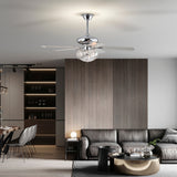 Turner 52 Inch Chrome Polish Crystal Ceiling Fan 3 Light with Remote