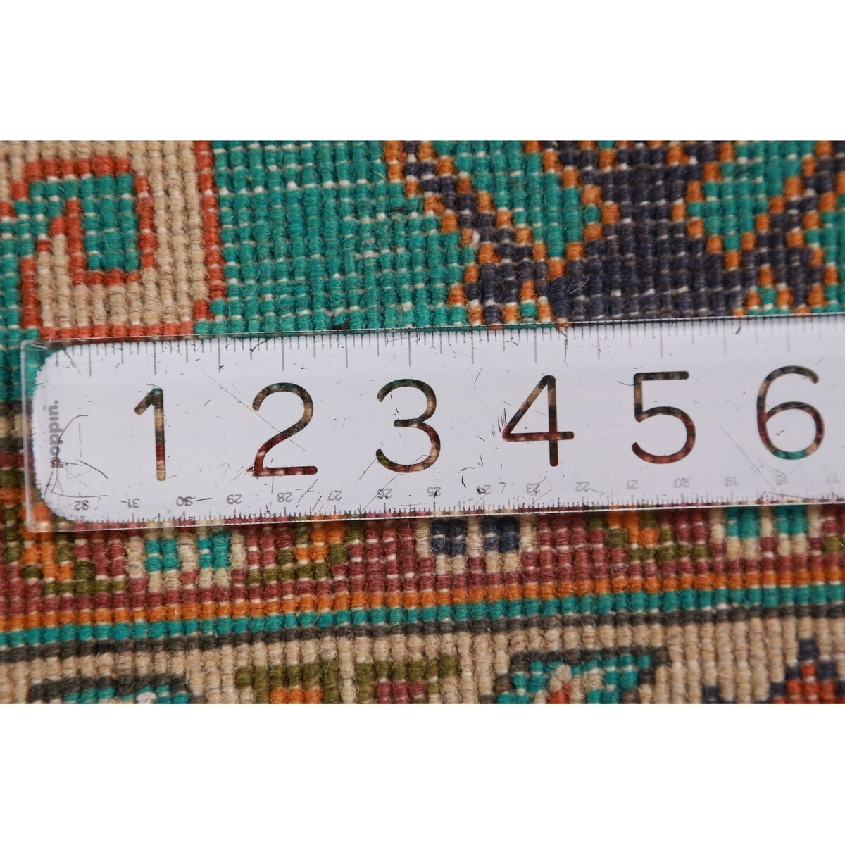 Turquoise Green Kazak Foyer Rug Hand-Knotted Geometric Wool Carpet - 2'7"x 4'0"