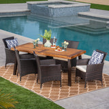 Tustin Outdoor 7-piece Wood/ Wicker Dining Set by Christopher Knight Home