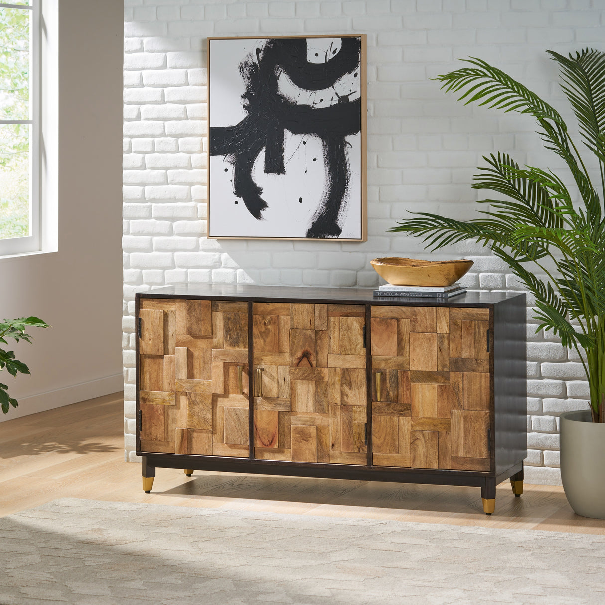 Tutherly Mango Wood 3 Door Sideboard by Christopher Knight Home