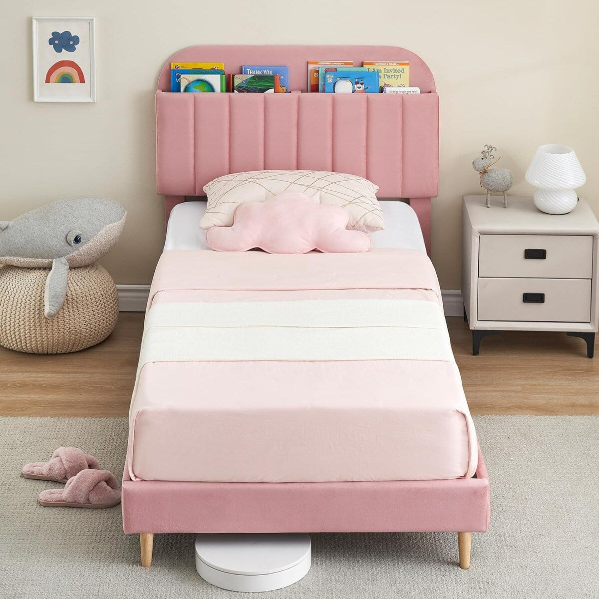 Twin Bed Frames With Velvet Platform Bed Mattress Foundation