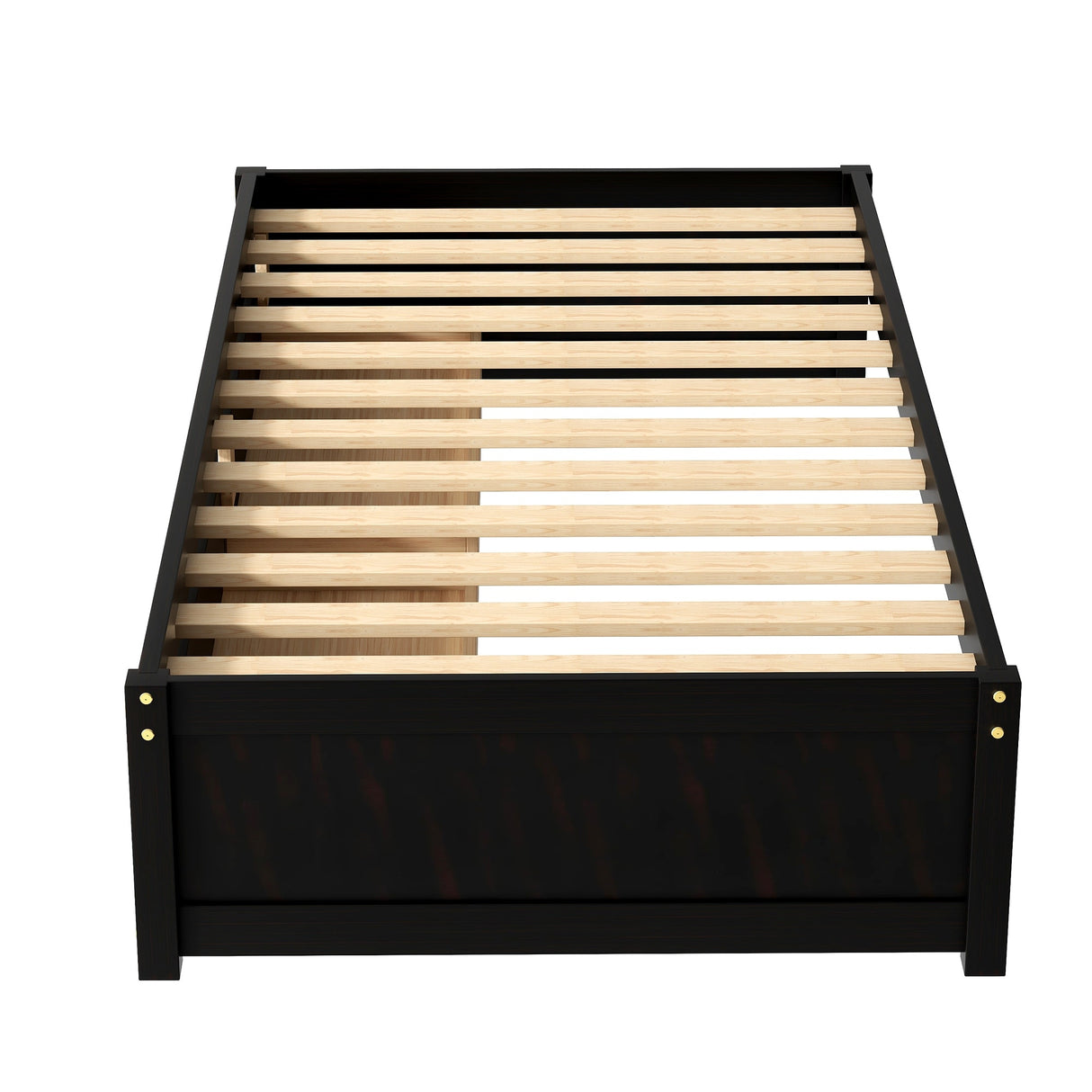 Twin Bed with 2 Drawers, Solid Wood, No Box Spring Needed