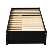 Twin Bed with 2 Drawers, Solid Wood, No Box Spring Needed