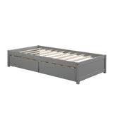 Twin Bed with 2 Drawers, Solid Wood, No Box Spring Needed
