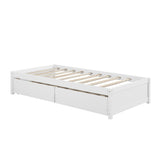 Twin Bed with 2 Drawers, Solid Wood, No Box Spring Needed