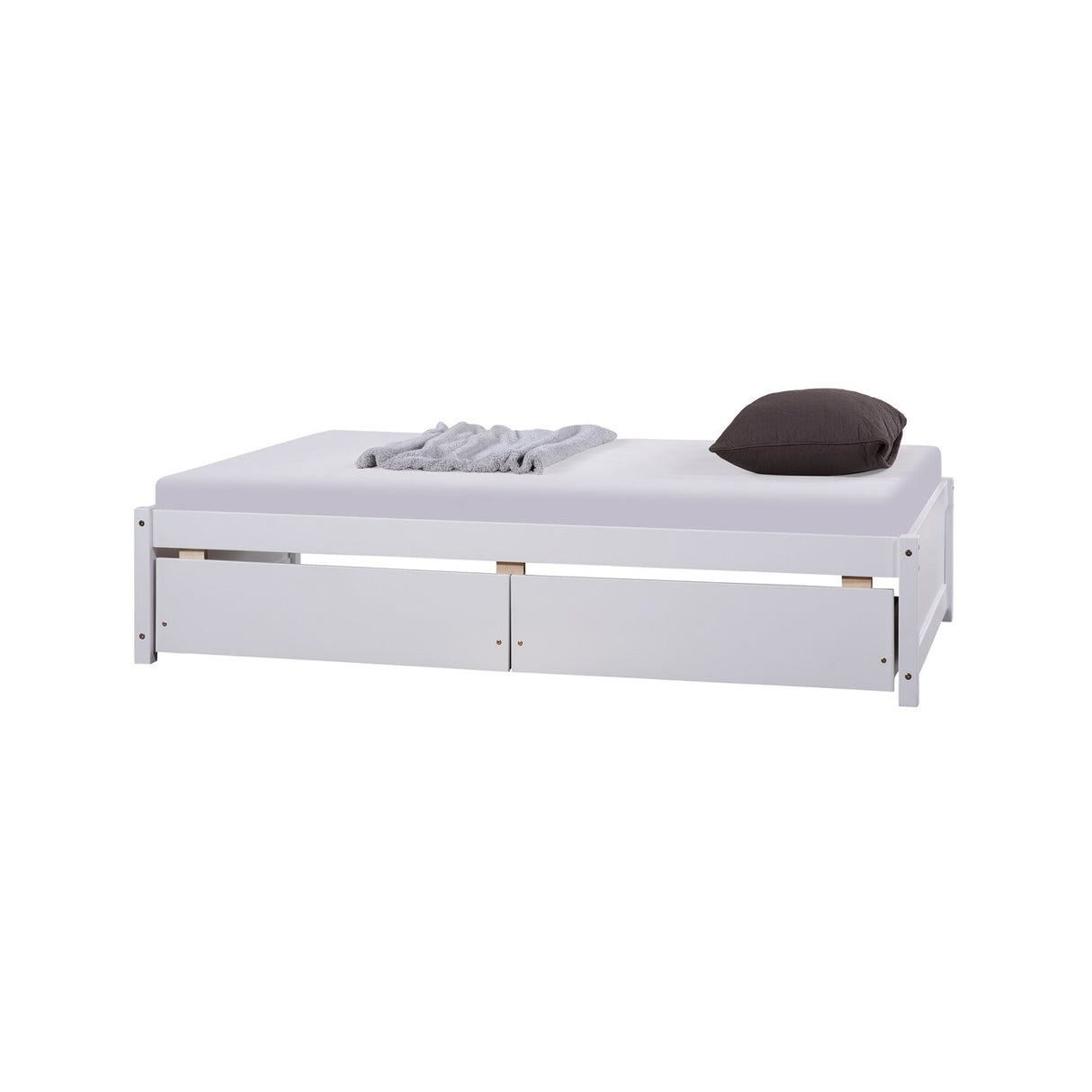 Twin Bed with 2 Drawers, Solid Wood, No Box Spring Needed