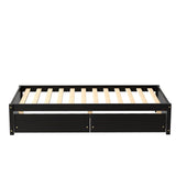 Twin Bed with 2 Drawers, Solid Wood, No Box Spring Needed