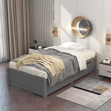 Twin Bed with 2 Drawers, Solid Wood, No Box Spring Needed