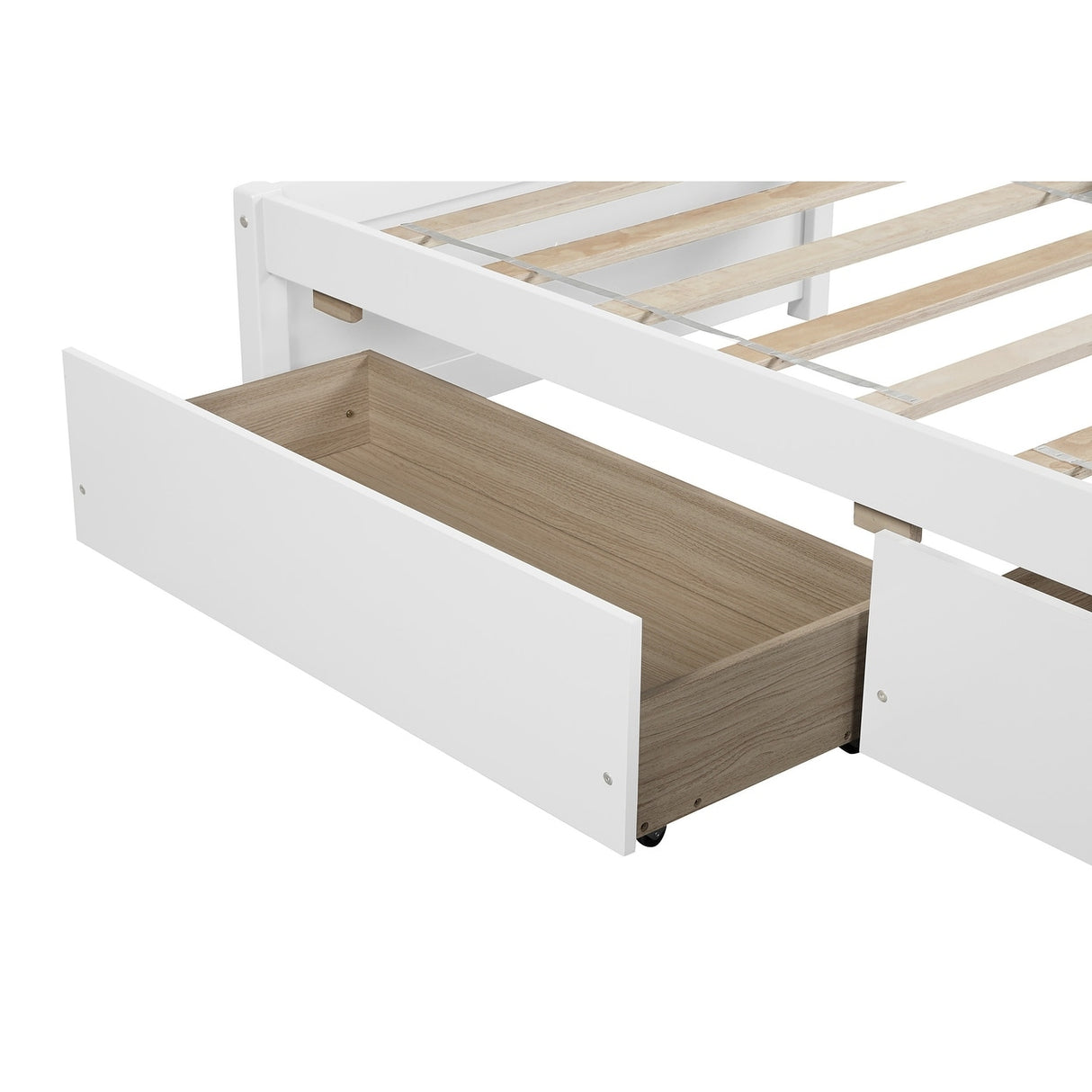 Twin Bed with 2 Drawers, Solid Wood, No Box Spring Needed