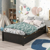 Twin Bed with 2 Drawers, Solid Wood, No Box Spring Needed