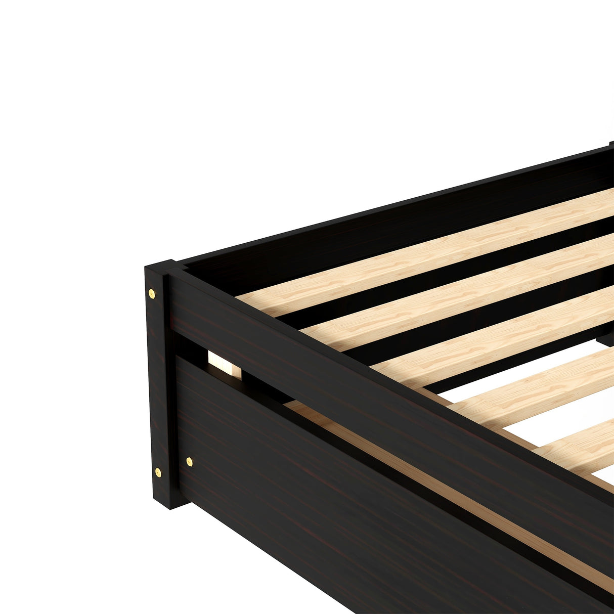 Twin Bed with 2 Drawers, Solid Wood, No Box Spring Needed