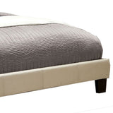 Twin Bed with Fabric Upholstered Button Tufted Headboard, Off White
