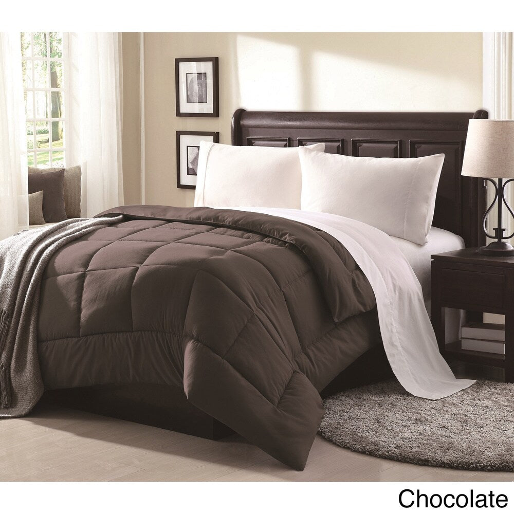 Lennox Overfilled Solid Color Microfiber Down Alternative Comforter