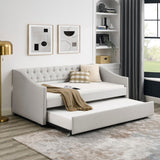 Twin Daybed with Twin Size Trundle Upholstered Tufted Sofa Bed