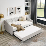 Twin Daybed with Twin Size Trundle Upholstered Tufted Sofa Bed