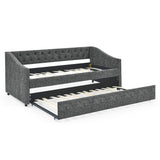 Twin Daybed with Twin Size Trundle Upholstered Tufted Sofa Bed