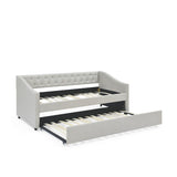 Twin Daybed with Twin Size Trundle Upholstered Tufted Sofa Bed
