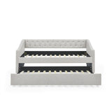 Twin Daybed with Twin Size Trundle Upholstered Tufted Sofa Bed