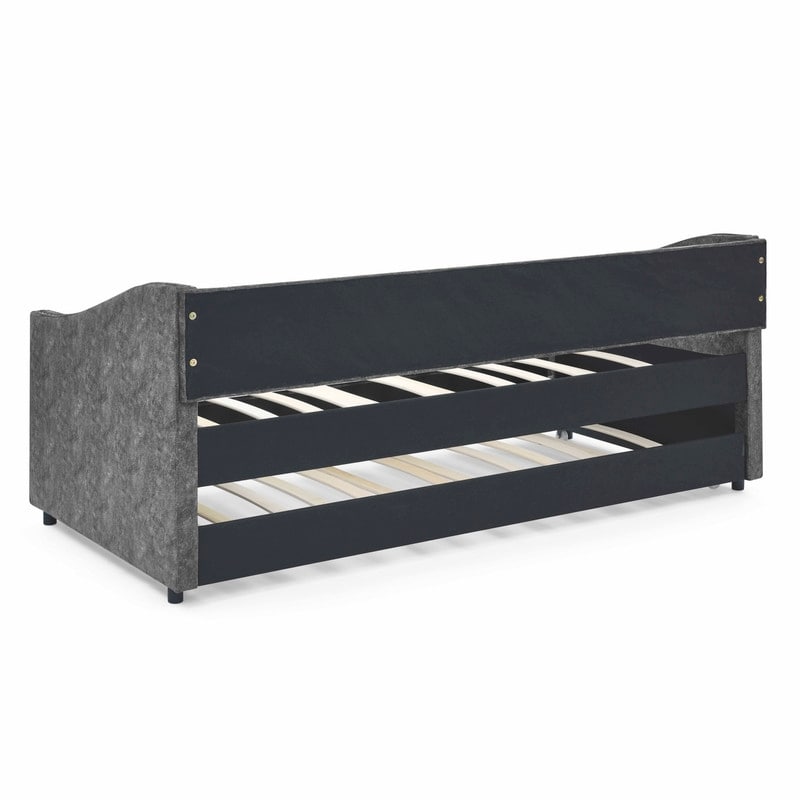 Twin Daybed with Twin Size Trundle Upholstered Tufted Sofa Bed