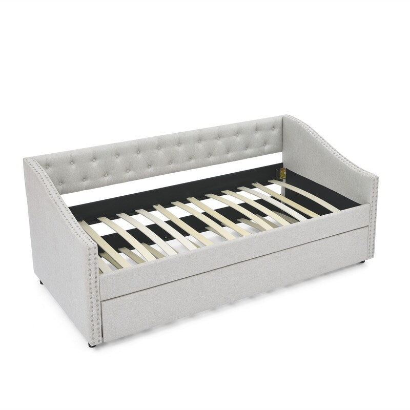 Twin Daybed with Twin Size Trundle Upholstered Tufted Sofa Bed