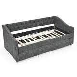 Twin Daybed with Twin Size Trundle Upholstered Tufted Sofa Bed