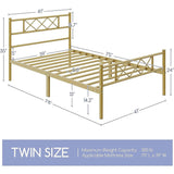Twin Metal Platform Bed Frame Mattress Foundation with Headboard and Footboard