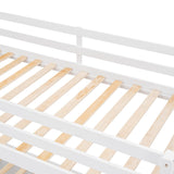 Twin Over Full Bunk Bed with Hydraulic Lift Up Storage, Detachable 2 Separate Platform Bed, Wood Bunk Bed Frame with Guard Rails