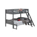 Twin Over Full Wood Slat Bunk Bed with Angled Ladder
