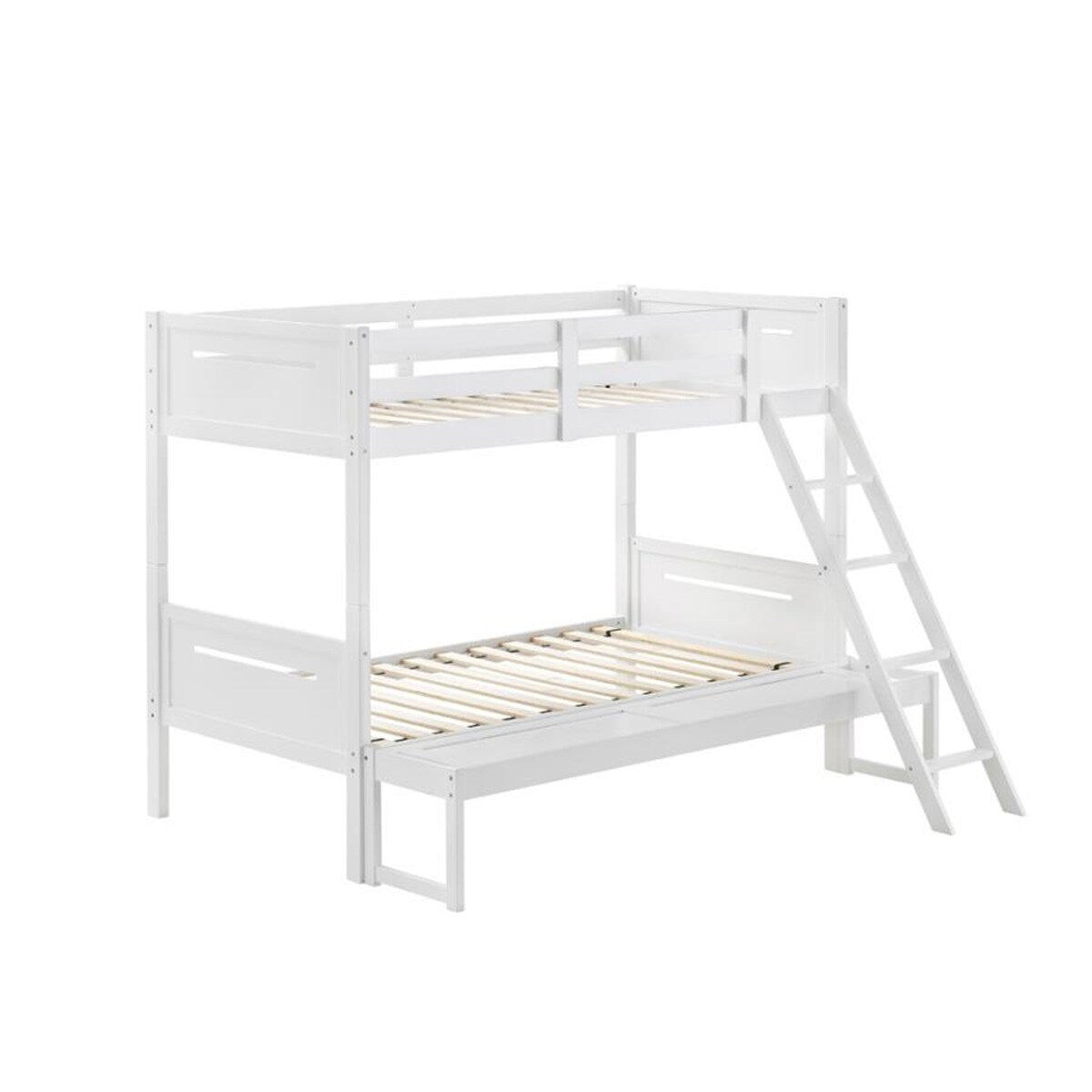 Twin Over Full Wood Slat Bunk Bed with Angled Ladder