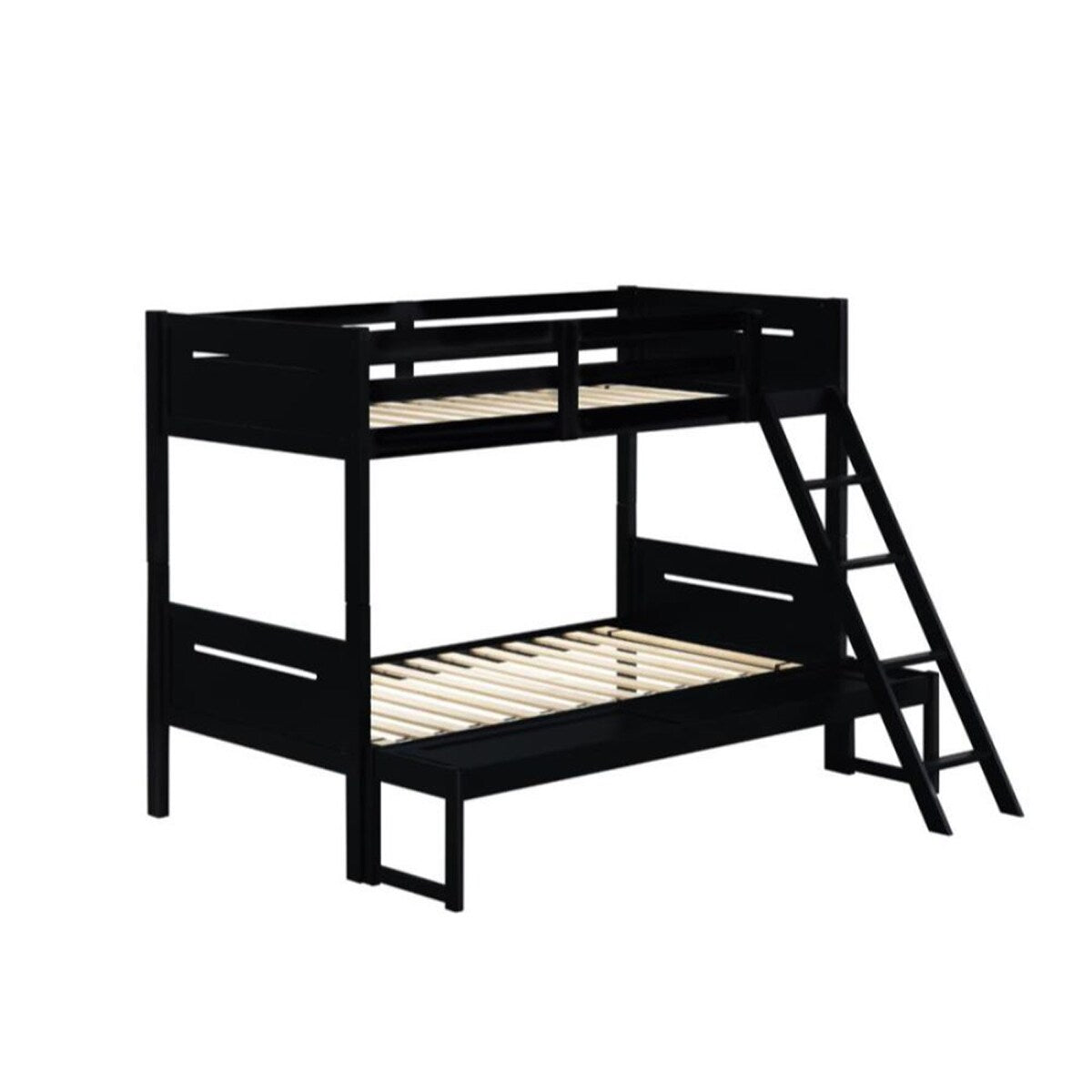 Twin Over Full Wood Slat Bunk Bed with Angled Ladder