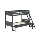 Twin Over Full Wood Slat Bunk Bed with Angled Ladder