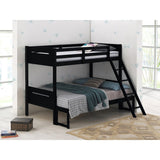 Twin Over Full Wood Slat Bunk Bed with Angled Ladder