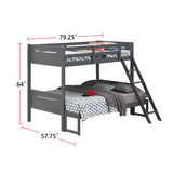 Twin Over Full Wood Slat Bunk Bed with Angled Ladder