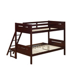 Twin Over Full Wood Slat Bunk Bed with Angled Ladder
