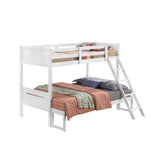 Twin Over Full Wood Slat Bunk Bed with Angled Ladder