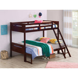 Twin Over Full Wood Slat Bunk Bed with Angled Ladder
