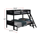 Twin Over Full Wood Slat Bunk Bed with Angled Ladder