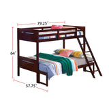 Twin Over Full Wood Slat Bunk Bed with Angled Ladder